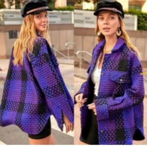 La Miele Multi-Purple Plaid Shacket - Size L